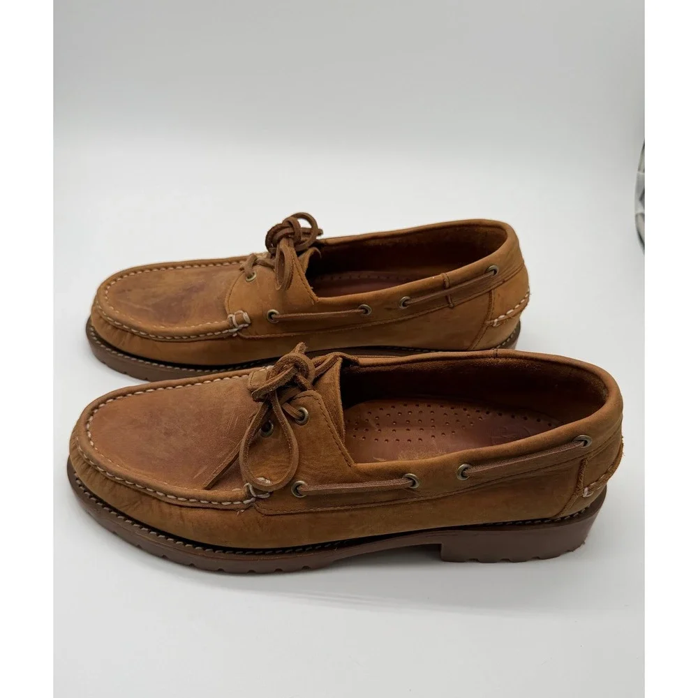 Thursday Boot Co. Boat Shoe Mens 10.5 Brown Leather Lug Sole Nautical Loafer